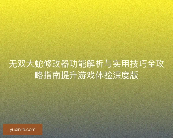 无双大蛇修改器功能解析与实用技巧全攻略指南提升游戏体验深度版
