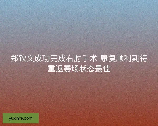 郑钦文成功完成右肘手术 康复顺利期待重返赛场状态最佳